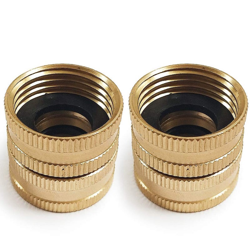 Twinkle Star 2 Pack 3/4" Brass Garden Hose Connector with Dual Swivel for Male Hose to Male Hose, Double Female - Image 1